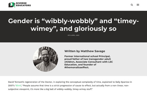 Gender is wibbly wobbly Diverse Ed blog screenshot