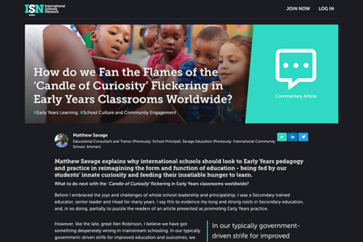 How Do We Fan the Flames... International Schools Network blog screenshot