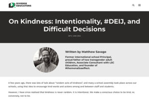 On Kindness Diverse Ed blog screenshot