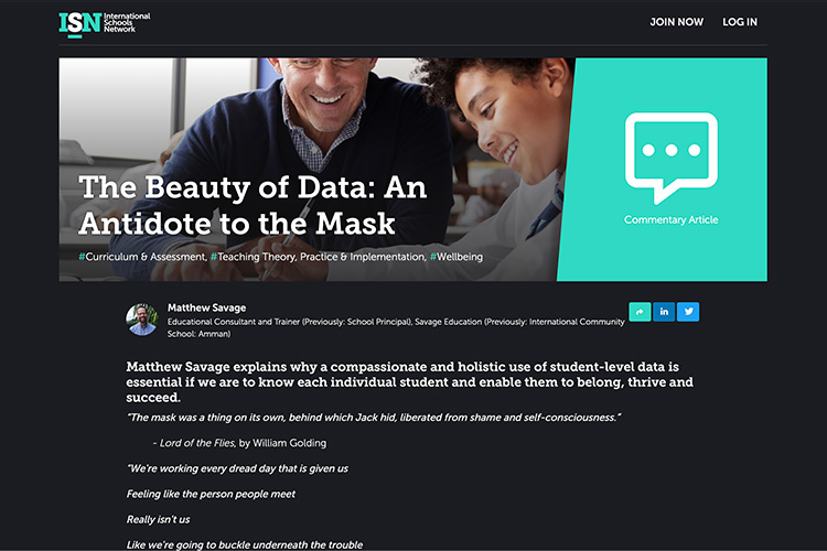 The Beauty of Data International Schools Network blog screenshot