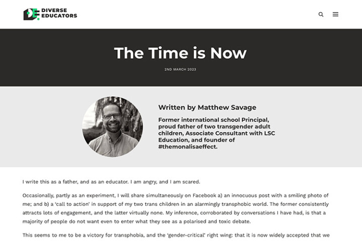 The Time Is Now blog screenshot