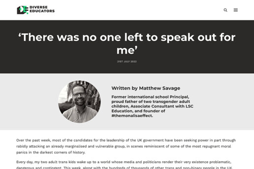 There was no one left to speak for me Diverse Ed blog screenshot