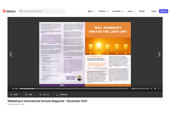 Will somebody switch the lights on Wellbeing in International Schools magazine screenshot